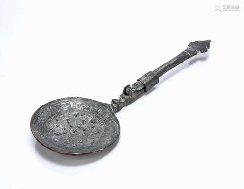 Islamic tinned copper folding strainer spoon