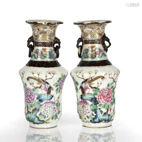 Similar pair of porcelain vases