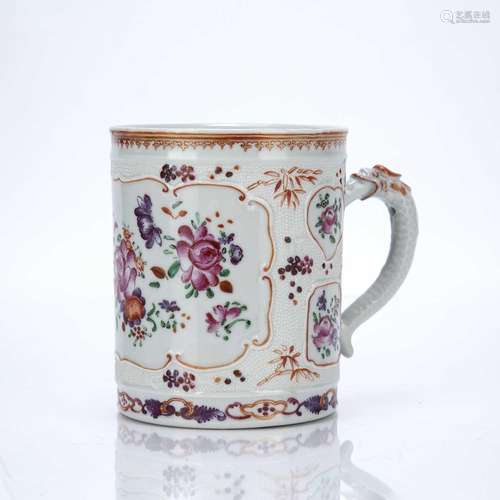 Famille rose porcelain tankard