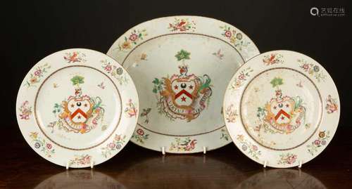 Group of three armorial porcelain