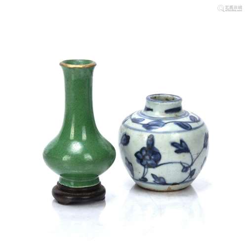 Green glazed small vase
