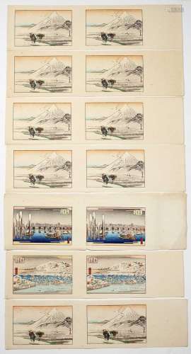 Collection of Japanese woodblock prints and postcards