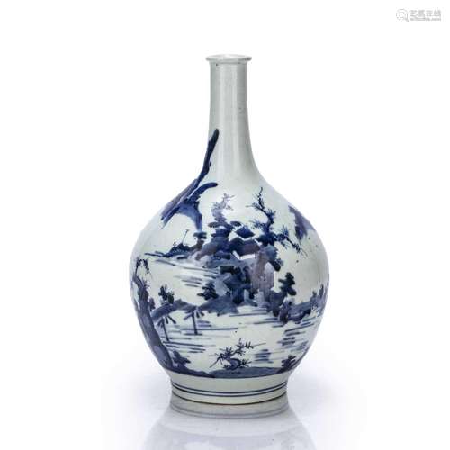 Blue and white Arita ware bottle vase