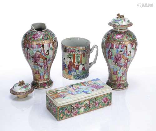 Group of Canton famille rose porcelain
