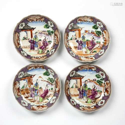Set of four famille rose dishes