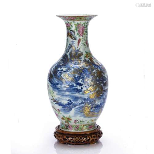 Canton polychrome vase