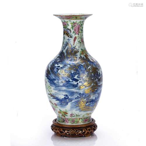 Canton polychrome vase