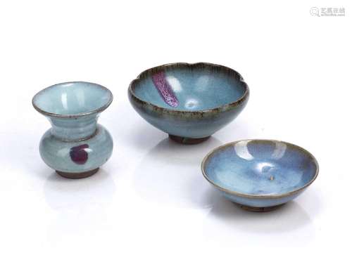 Three Jun ware pieces