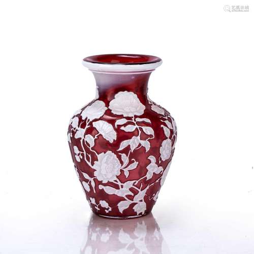 Peking glass red ground vase