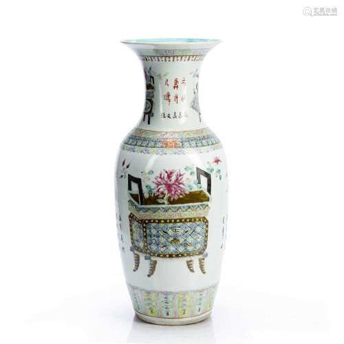 Canton polychrome porcelain vase