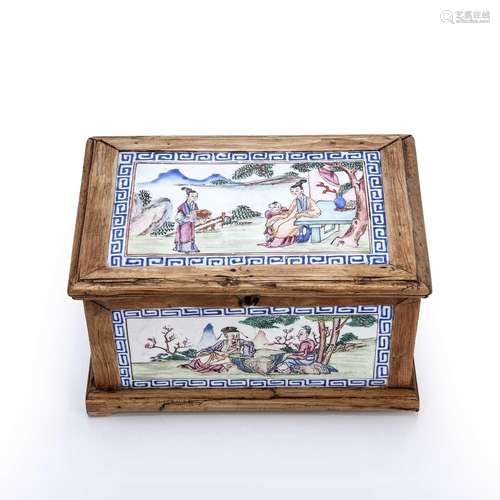 Canton enamel and wood box