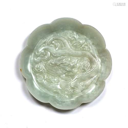 Jade flower shaped shallow dish