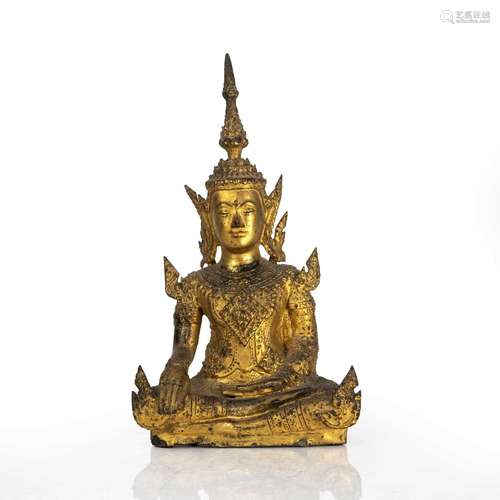 Siamese gilt metal seated figure of Rattanakosin