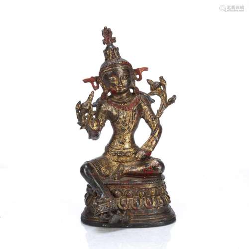 Gilt bronze figure of Maitreya