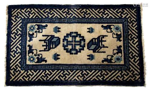 Blue and white rug