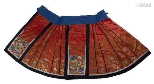 Silk and embroidered skirt