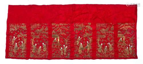 Red ground lantern silk panel