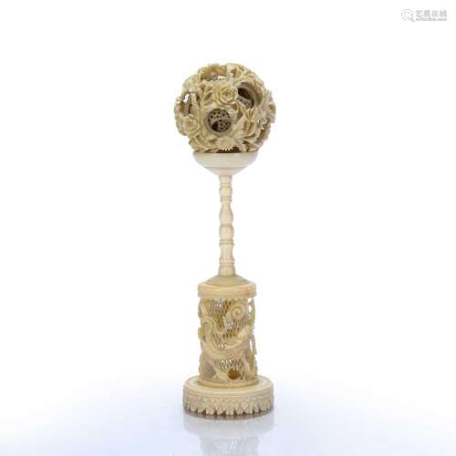 Canton ivory puzzle ball on stand