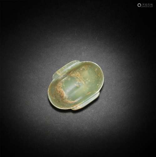 A PALE GREEN JADE 'EAR' CUP Han Dynasty (2)