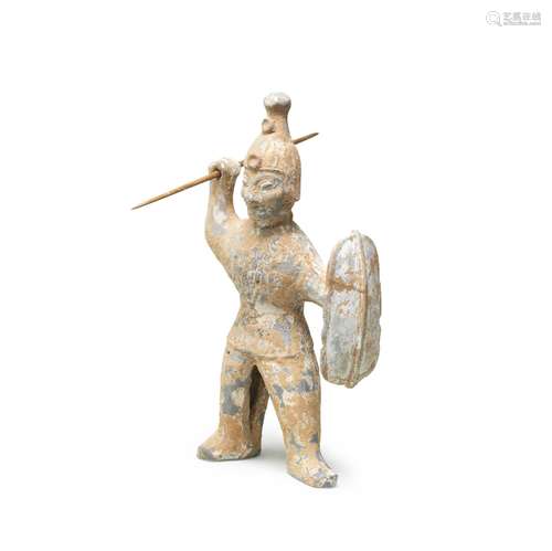 A GREY POTTERY FIGURE OF A SORCERER  Han Dynasty (3)