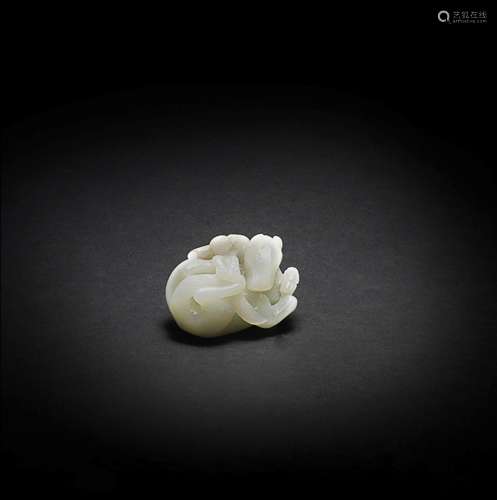 A WHITE JADE 'HORSE AND MONKEY' GROUP Qianlong (2)