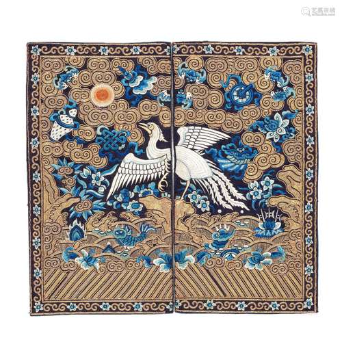 AN EMBROIDERED 'SILVER PHEASANT' SILK BADGE 19th century  (2...