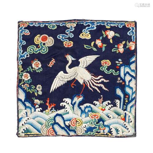 A RARE EMBROIDERED SILK 'SILVER PHEASANT' BADGE, BUZI Qianlo...