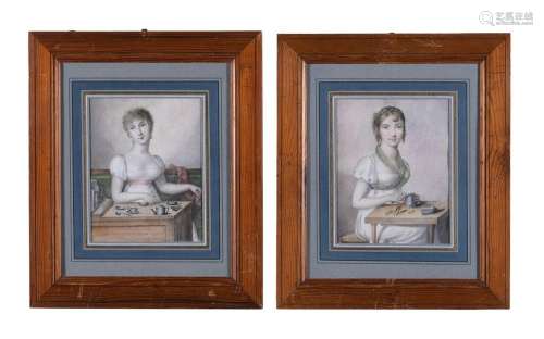 FRENCH SCHOOL (19TH CENTURY), A PAIR OF WOMEN METALWORKING