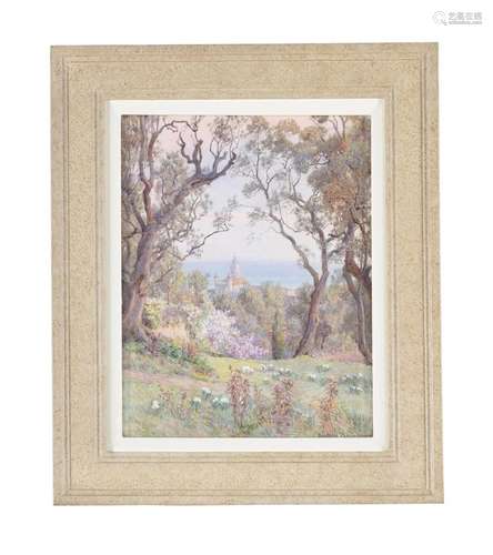 λ BEATRICE PARSONS (BRITISH 1870 - 1955), WOODLAND VIEW OVER...