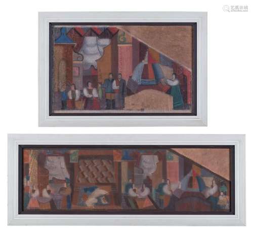 EUROPEAN SCHOOL (CIRCA 1925), TWO MURAL STAGE SET DESIGNS