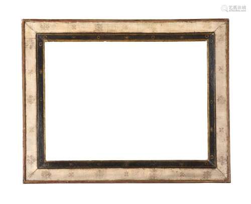 A 17th CENTURY STYLE PAINTED AND GILDED FRAME