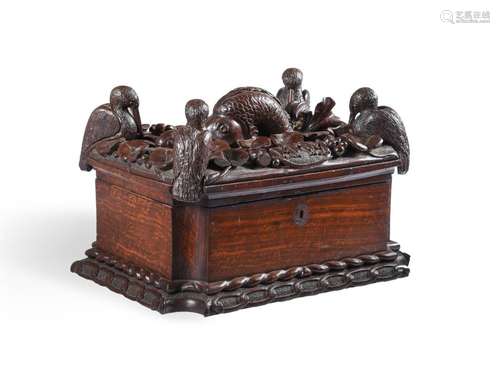 A VICTORIAN CARVED WALNUT WORK BOX