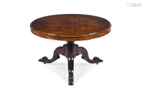 A VICTORIAN FIGURED WALNUT CENTRE TABLE