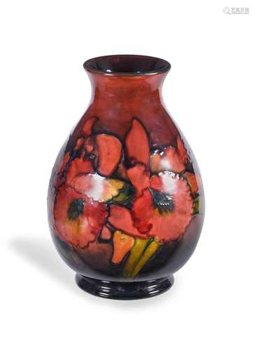 A MOORCROFT ORCHID PATTERN BALUSTER VASE