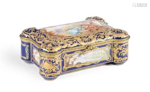 A LIMOGES PORCELAIN SEVRES-STYLE SHAPED RECTANGULAR BOX AND ...