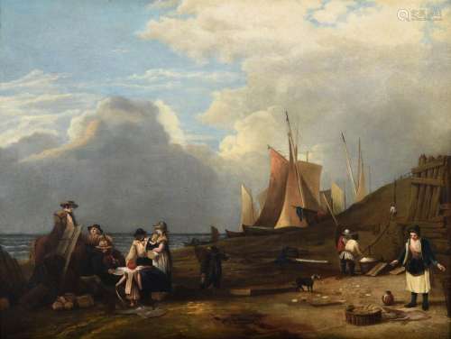 FOLLOWER OF AUGUSTUS WALL CALLCOTT, FISHERFOLK ON A BEACH