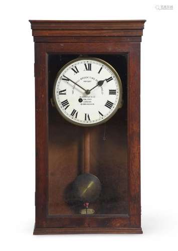 AN OAK TIME RECORDING 'CLOCKING IN' TIMEPIECE