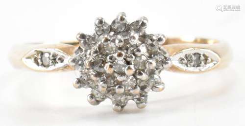 HALLMARKED 9CT GOLD & DIAMOND CLUSTER RING