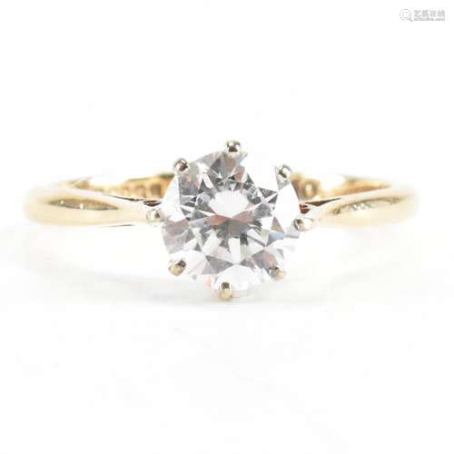 HALLMARKED 9CT GOLD & CZ SOLITAIRE RING