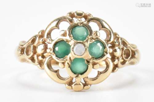 HALLMARKED 9CT GOLD EMERALD & OPAL RING