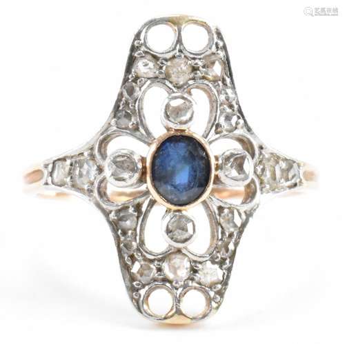 ART DECO SAPPHIRE & DIAMOND LOZENGE RING