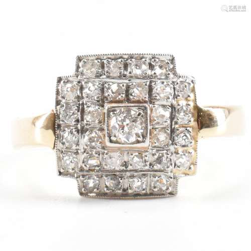 GOLD & DIAMOND ART DECO STYLE PANEL RING