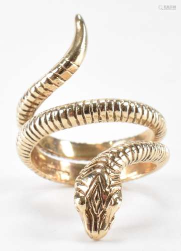 HALLMARKED 9CT GOLD SNAKE RING