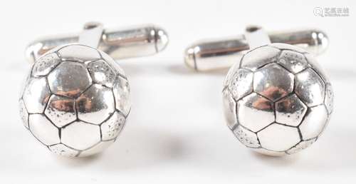 PAIR OF SILVER GENTS FOOTBALL CUFFLINKS