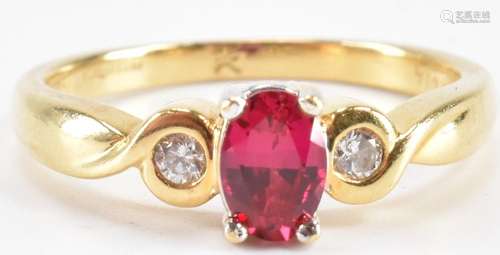 HALLMARKED 18CT GOLD RUBY & DIAMOND RING