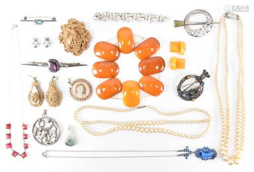 COLLECTION OF COSTUME & WHITE METAL JEWELLERY