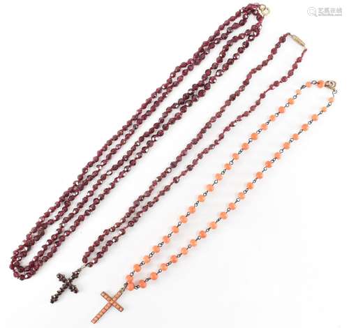 CORAL & GARNET NECKLACE & ROSARIES