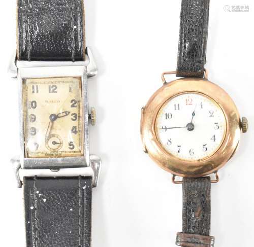 1920S 9CT GOLD WRISTWATCH & ROLCO WRISTWATCH