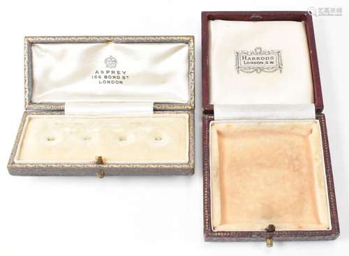 TWO VINTAGE HARRODS & ASPREY JEWELLERY BOXES