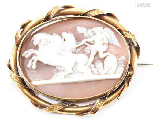 VICTORIAN GOLD & SHELL CAMEO BROOCH